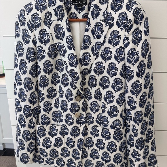 J. Crew Jackets & Blazers - J. Crew Navy and White Leaf Print Blazer